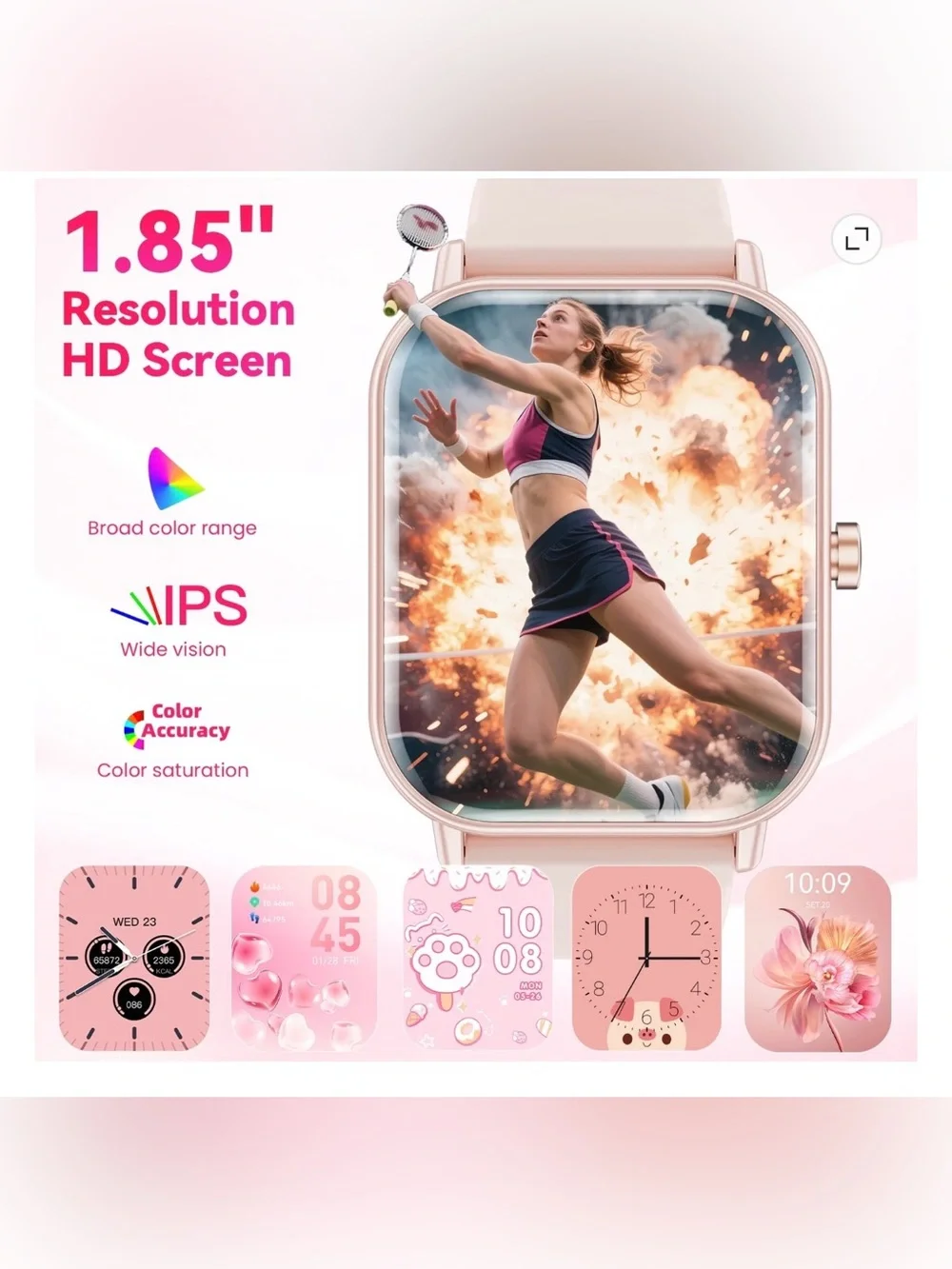 NWT Smart Watch for Women fits Android & iPhone 1.85” Fitness Tracker 120 sports